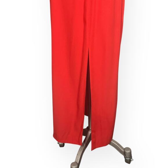 J CREW Crepe Bustier Midi Dress Bustier Cocktail Evening Orange Spaghetti Strap - Picture 8 of 14